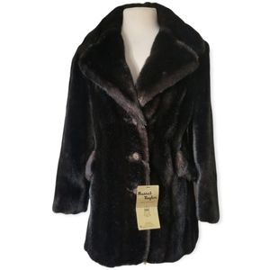 Deadstock Vintage 60s Mod Russel Taylor Mincara Faux Mink Coat Mid Length Med